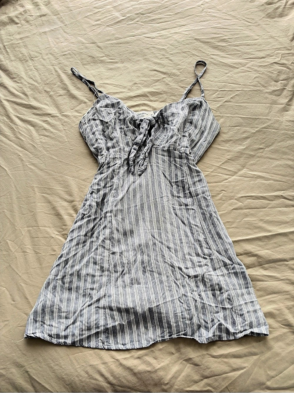 Striped Mini Dress in White & Blue